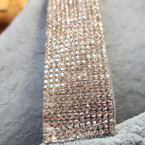 Women's Junior Size, Bodycon Sparkling Blue with Ruched Side Part & Slit Dress - Picture 4 of 11